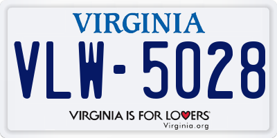 VA license plate VLW5028