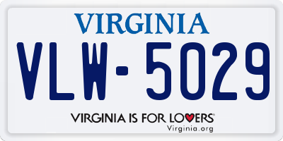 VA license plate VLW5029