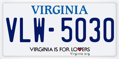 VA license plate VLW5030