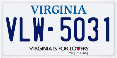 VA license plate VLW5031