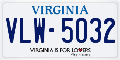 VA license plate VLW5032