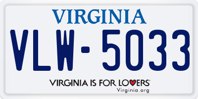 VA license plate VLW5033