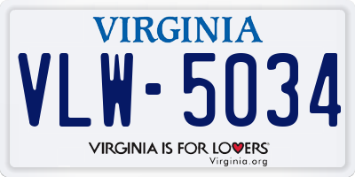 VA license plate VLW5034