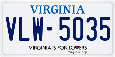 VA license plate VLW5035