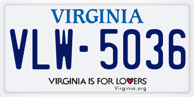 VA license plate VLW5036