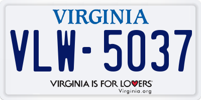 VA license plate VLW5037