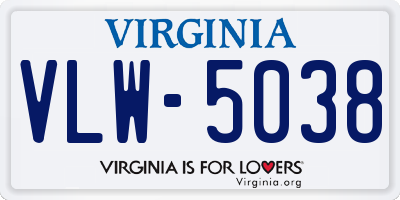 VA license plate VLW5038