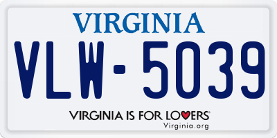 VA license plate VLW5039