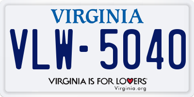 VA license plate VLW5040