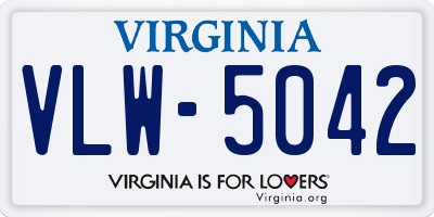 VA license plate VLW5042