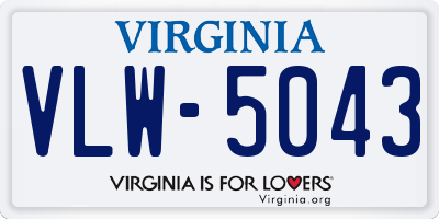 VA license plate VLW5043