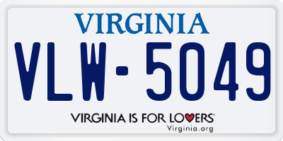 VA license plate VLW5049