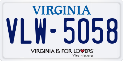 VA license plate VLW5058