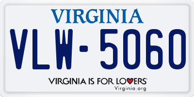 VA license plate VLW5060