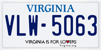 VA license plate VLW5063