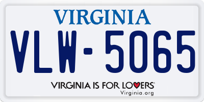 VA license plate VLW5065