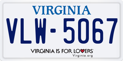 VA license plate VLW5067