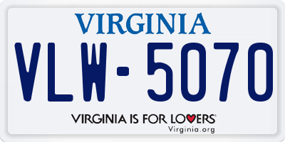 VA license plate VLW5070