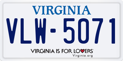 VA license plate VLW5071