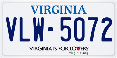 VA license plate VLW5072