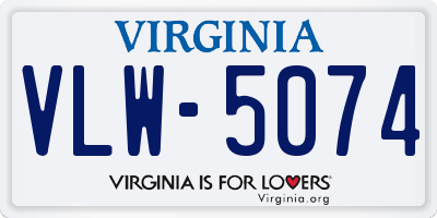 VA license plate VLW5074