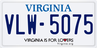 VA license plate VLW5075