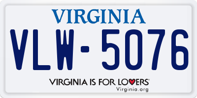 VA license plate VLW5076