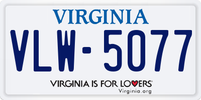 VA license plate VLW5077