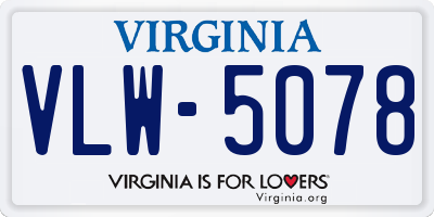 VA license plate VLW5078