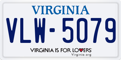 VA license plate VLW5079