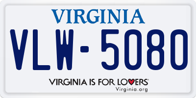 VA license plate VLW5080