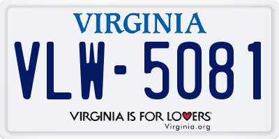 VA license plate VLW5081