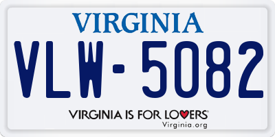 VA license plate VLW5082