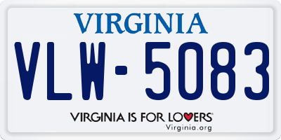 VA license plate VLW5083