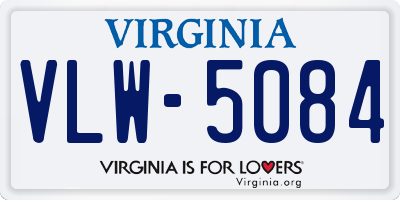 VA license plate VLW5084