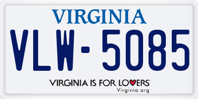 VA license plate VLW5085