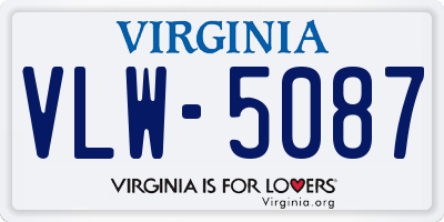 VA license plate VLW5087