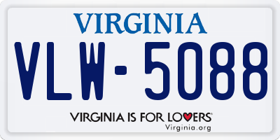 VA license plate VLW5088