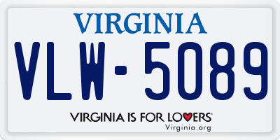 VA license plate VLW5089