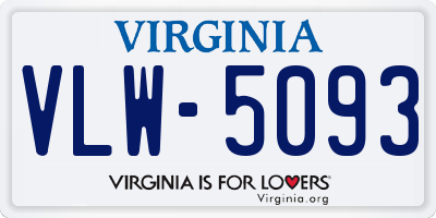 VA license plate VLW5093