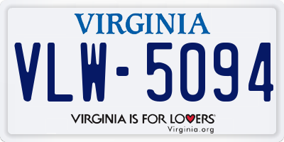 VA license plate VLW5094