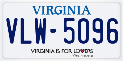 VA license plate VLW5096