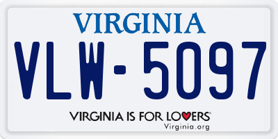 VA license plate VLW5097