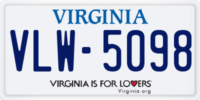 VA license plate VLW5098