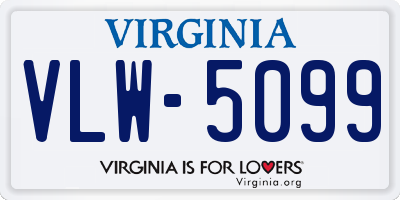 VA license plate VLW5099