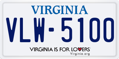 VA license plate VLW5100