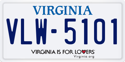 VA license plate VLW5101