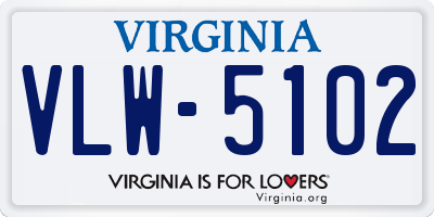 VA license plate VLW5102