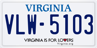 VA license plate VLW5103