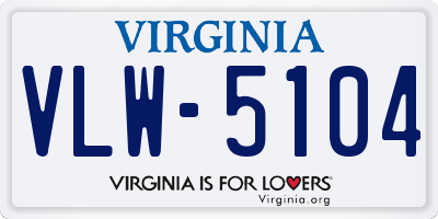 VA license plate VLW5104